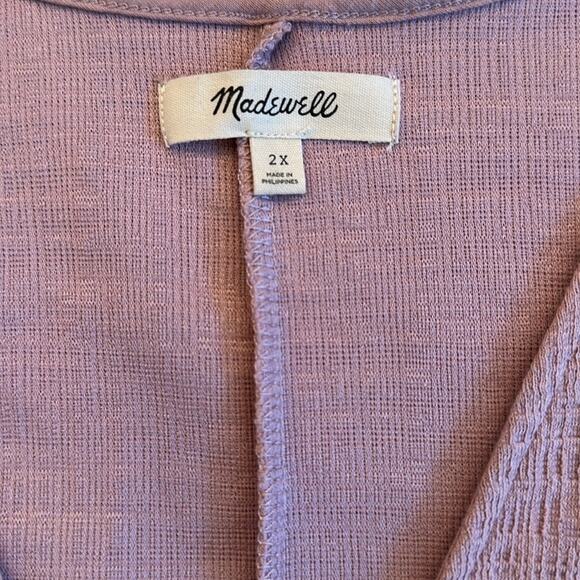 Madewell Texture Thread Wrap Dress Faded Mauve Stretch Sz 2X Casual Office M9235 - Picture 7 of 12